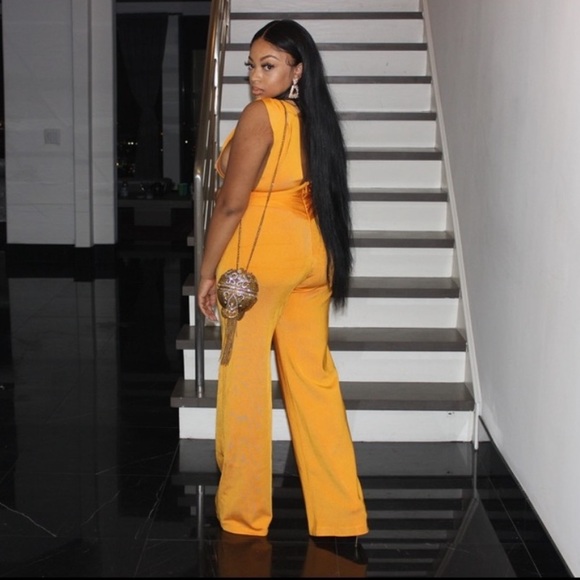 NWT House of CB Benedetta Tangerine Bandage Jumpsuit - Picture 4 of 12